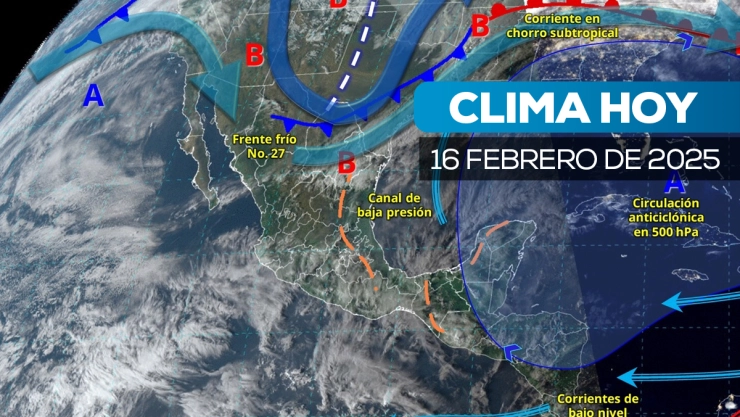 Mapa de México con el pronóstico del clima para este domingo 16 de febrero.