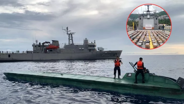 Interceptan semisumergible con 3.5 toneladas de cocaína en Guerrero