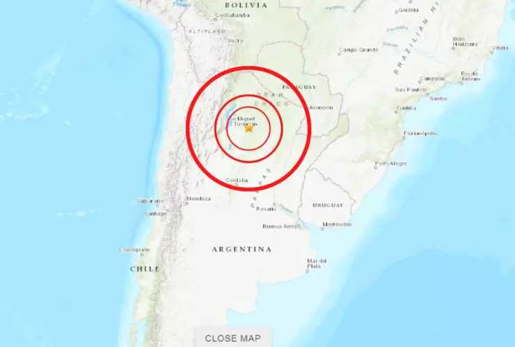 Sismo en Argentina; reportan magnitud 6.8 con epicentro en el norte.