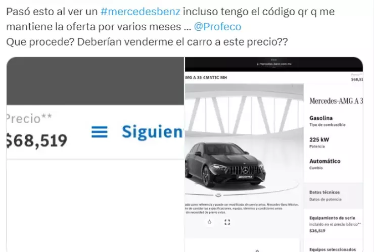 ¡Otro caso como Cartier! Mujer ‘caza’ Mercedes Benz a 68 mil pesos y reclama a Profeco.jpg