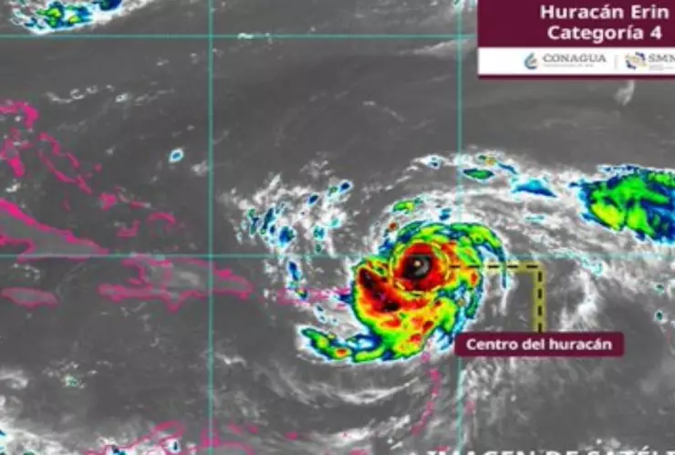 El huracán “Erin” alcanza categoría 4, generando oleaje y lluvias intensas en el noreste del Caribe.