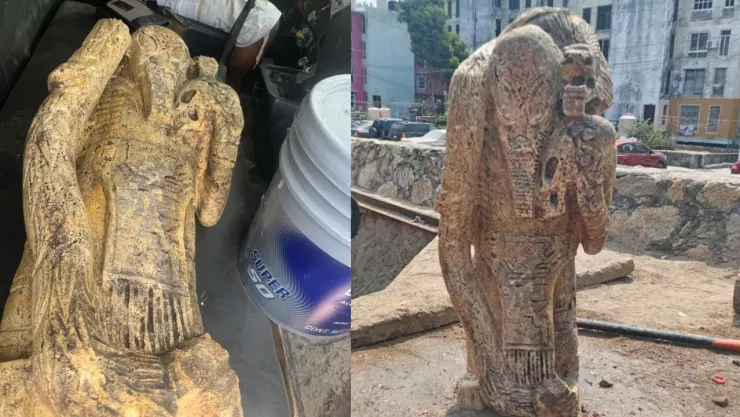 Hallan misteriosa figura en obra de Acapulco, parece extraterrestre