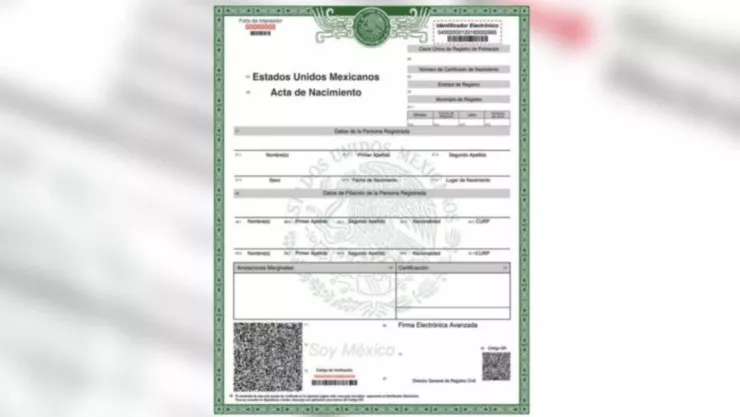 Conoce el nuevo formato que deben tener el acta de nacimiento
