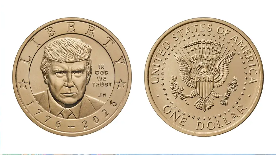 Moneda con el rostro de Donald Trump.