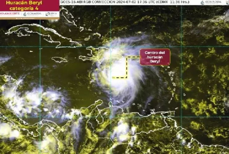 ÚLTIMA HORA_ El huracán Beryl DISMINUYÓ su fuerza, bajó a categoría 4
