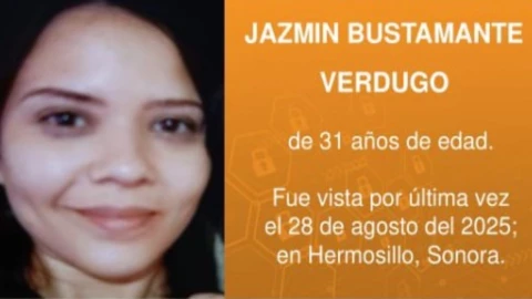 Activan ficha de búsqueda para encontrar a Jazmín Bustamante Verdugo, desaparecida en Hermosillo. En la imagen se ve la foto de la joven extraviada y su ficha de búsqueda urgente.