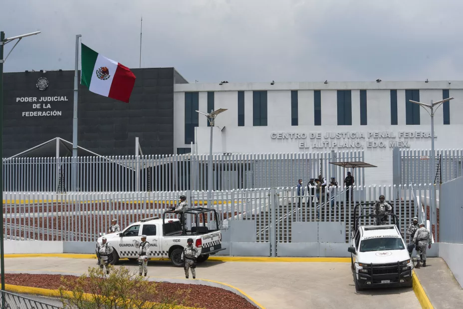 Operativo de Seguridad en el Centro Centro de Justicia Penal Federal El Altiplano mientras se celebraba la audiencia de Héctor Luis “El Güero” Palma.