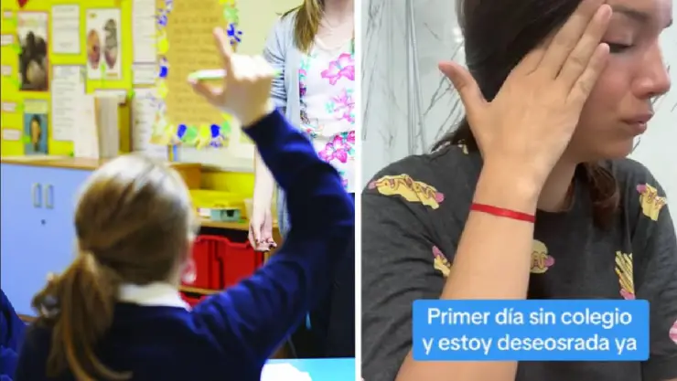 Mujer llora desesperada por primer día de vacaciones de sus hijos