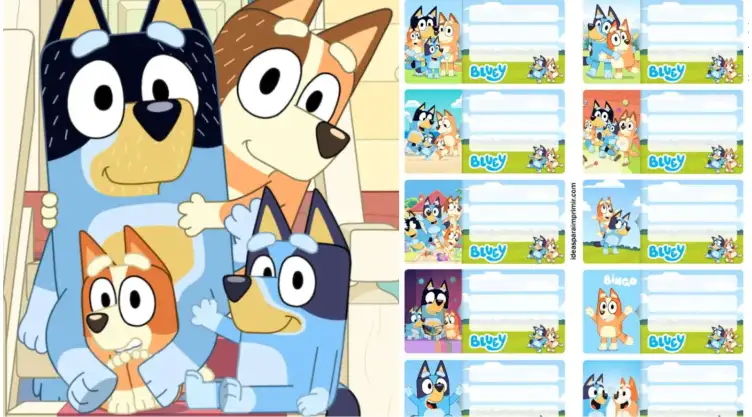etiquetas de cuadernos bluey