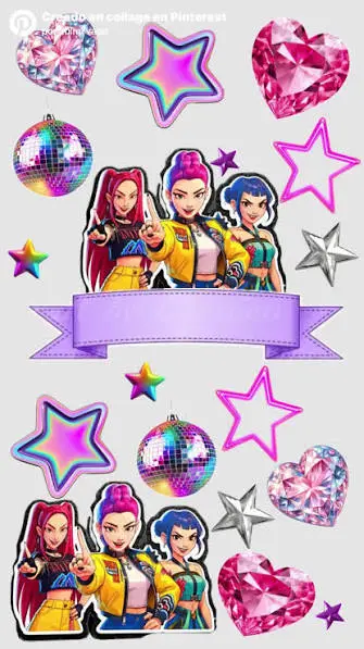 Plantilla de stickers de Las Guerreras K-pop