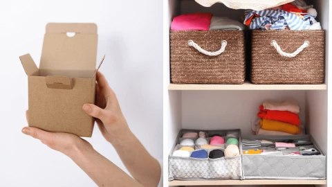 Así puedes reciclar las cajas de cartón y tela para crear un organizador.png