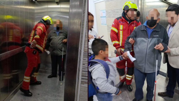 5 personas atrapadas en elevador
