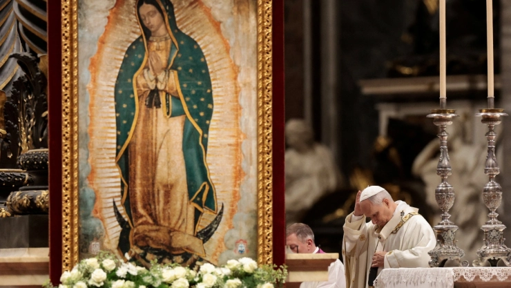 El papa León XIV en misa ante la Virgen de Guadalupe