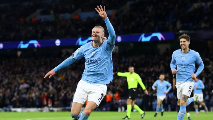 Erling Haaland marca cinco goles ante el Leipzig en Champions League