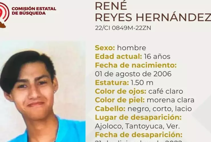 Buscan a René Reyes desapareció en Tantoyuca, Veracruz