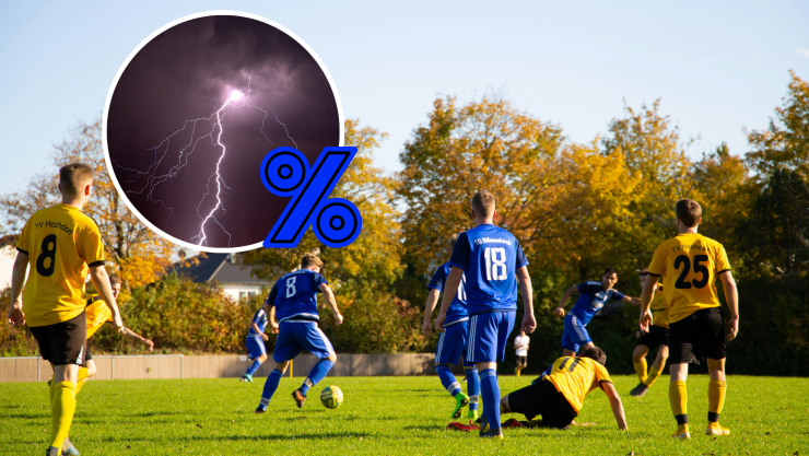 Las probabilidades de recibir un rayo mientras juega futbol