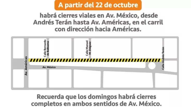 Cierran Av. México por 3 meses; éstas son las rutas alternas