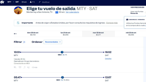 Los vuelos baratos de Aeroméxico cuentan con el de la ruta Monterrey-San Antonio por menos de 3 mil 500 pesos