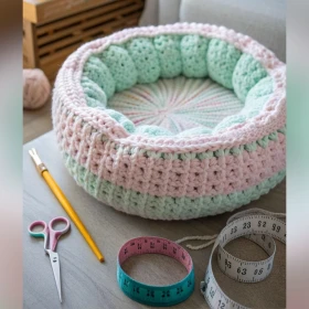 Cama para gato o perro pequeño a crochet cómo hacerla con una llanta vieja o huacal