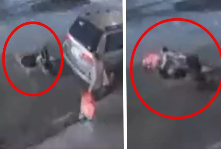 Mujer cae a coladera