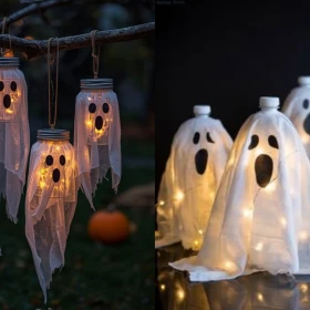 3 ideas de fantasmas con botellas de plástico para Halloween