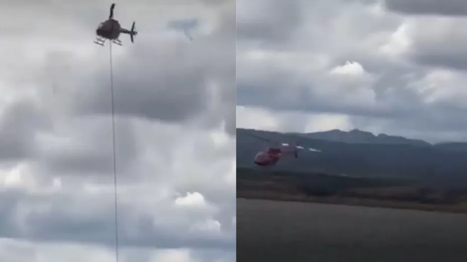 VIDEO Captan momento en el que se desplomó un helicóptero en Chihuahua con tres personas a bordo