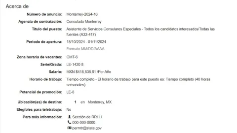 Embajada de EU en México lanza oferta de trabajo; ofrece más de 400 mil pesos al año, ¿cuále son los requisitos?