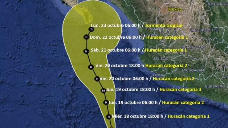 Trayectoria de la tormenta tropical Norma y qué estados afectará hoy 18 de octubre 2023