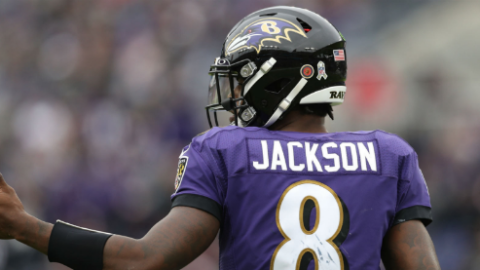 Lamar Jackson, mariscal de campo de los Baltimore Ravens.