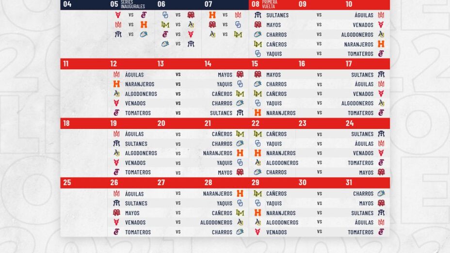 Liga Mexicana del Pacífico calendario oficial 2021-2022