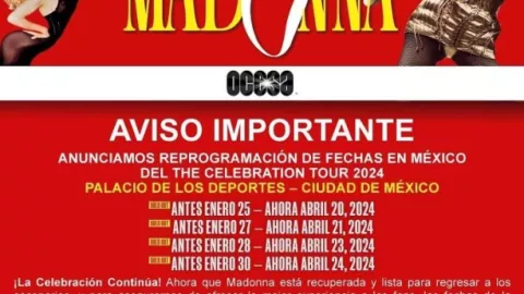Anuncian fechas reprogramadas de lo conciertos de Madonna en México