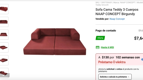 Así es el sofá cama Smooth que oferta Elektra