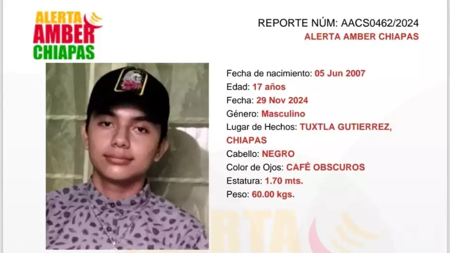 ALERTA AMBER CHIAPAS 2024: Luis Alejandro Camacho fue visto por última vez en Tuxtla Gutiérrez, Chiapas