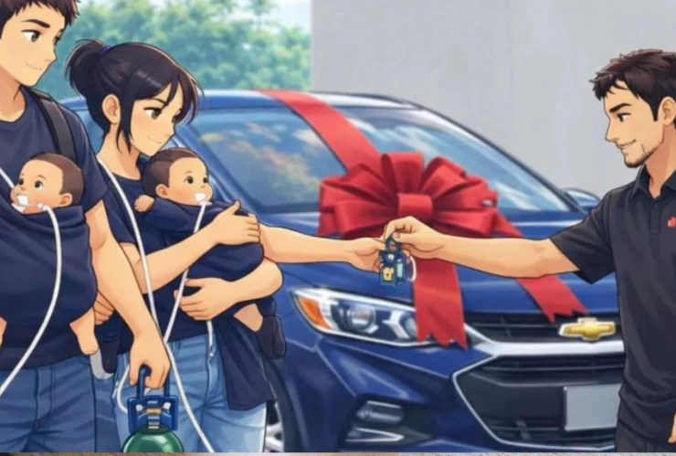 Heriberto Vargas entrega auto a padres con mellizos