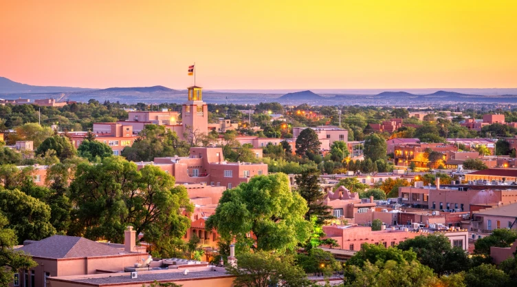 Postal de Santa Fe, ciudad en Nuevo México.