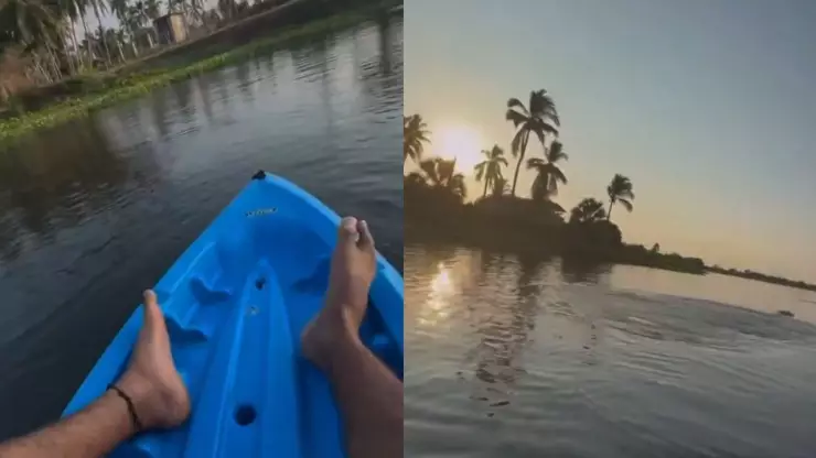 Momento en que un sismo sorprende a una persona a bordo de un kayak en Guerrero