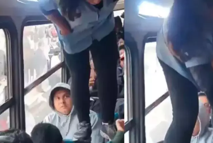 “Mujer araña” en transporte público de Lima, Perú