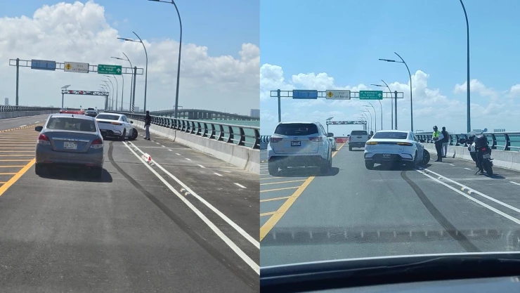 Accidente en el Puente Nichupté: Conductor choca contra bolardo de la ciclovía