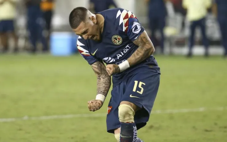 Nicolás Castillo celebrando un gol con América. Estadio BBVA, Houston, Texas, EEUU. 24 de julio de 2019. Imagen, Reuters.