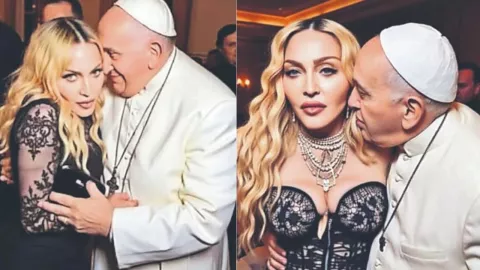 Madonna y el Papa Francisco, imagen creada con Inteligencia Artificial.