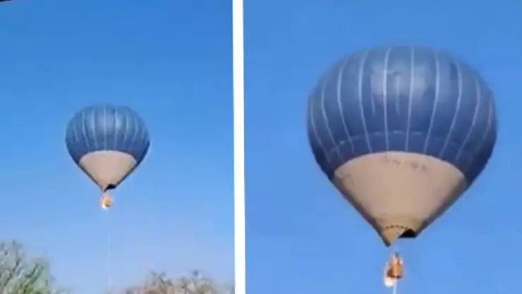 Globo aerostático se incendia en Teotihuacán