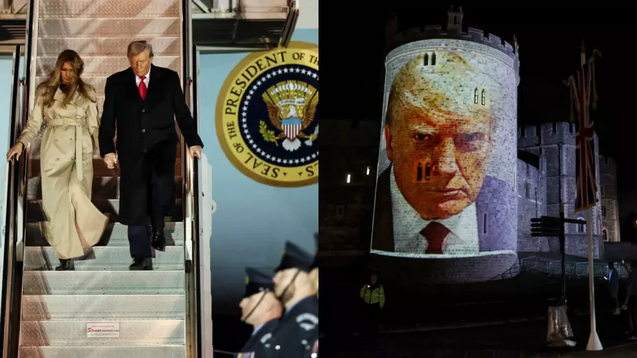 Trump visita el Reino Unido por segunda ocasión mientras que manifestantes lo recibieron con imágenes de Epstein