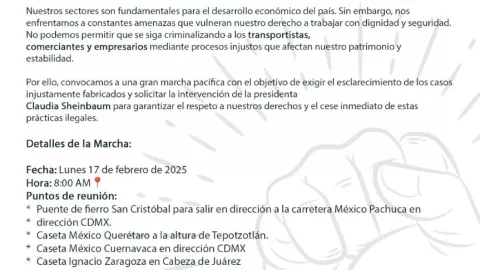 Bloqueos: Mega marcha de transportistas en CDMX 17 de febrero generarán