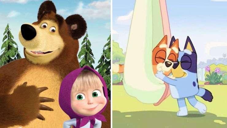 4 capítulos de Bluey y Masha y el Oso para que los niños aprendan el valor del perdón