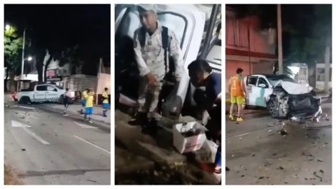 Guardia Nacional provoca accidente contra camioneta particular en Villahermosa; llevaban hielera con cervezas| VIDEO
