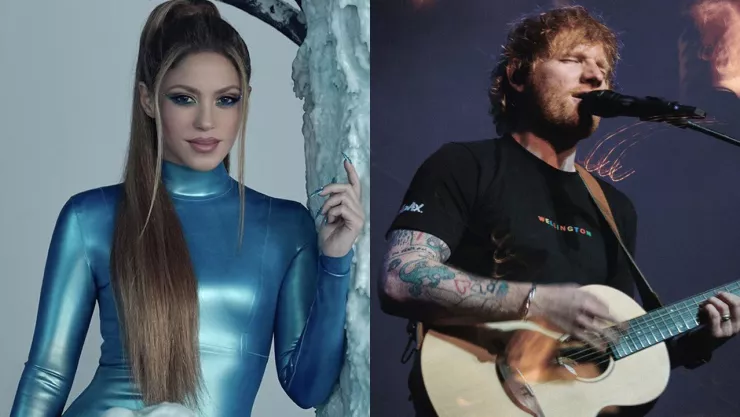 Shakira y Ed Sheeran tocando la guitarra