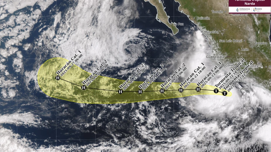 Tormenta tropical Narda trayectoria huracán