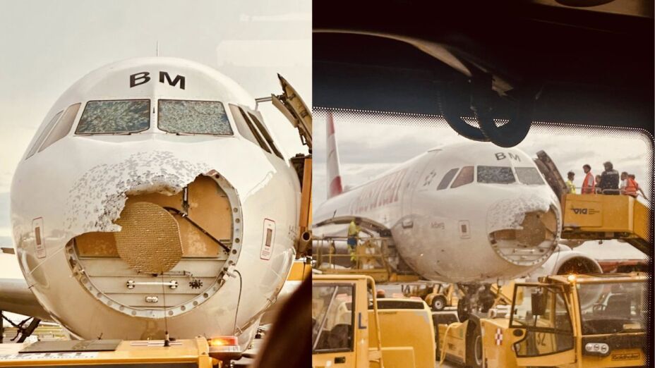 ¡Mayday! Fuerte granizada destroza trompa de un avión en pleno vuelo (FOTOS)