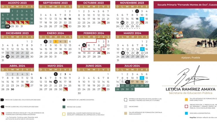Calendario escolar SEP 2023 2024