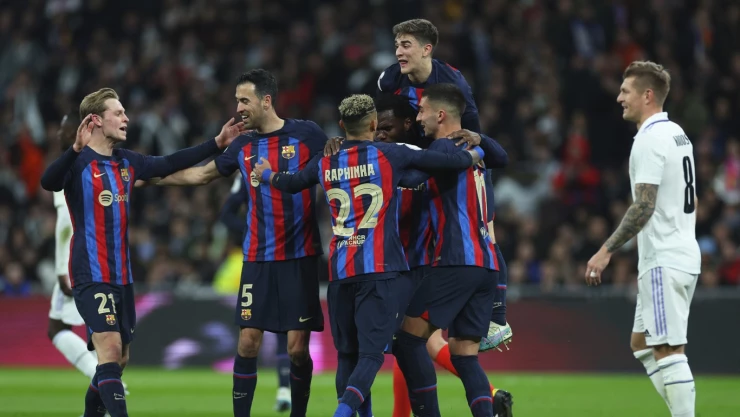 Barcelona festeja gol contra el Real Madrid Semifinal Ida Copa del Rey